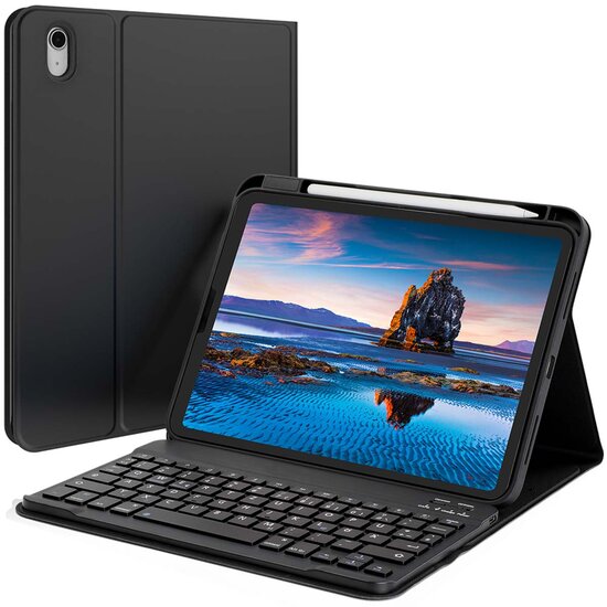 Accezz - QWERTZ Bluetooth Keyboard Bookcase voor Apple iPad 11 (2025) 11 inch A16 / iPad 10 (2022) 10.9 inch - Black