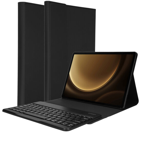 Accezz - QWERTY Bluetooth Keyboard Bookcase voor Samsung Galaxy Tab S9 FE Plus 12.4 inch - Black