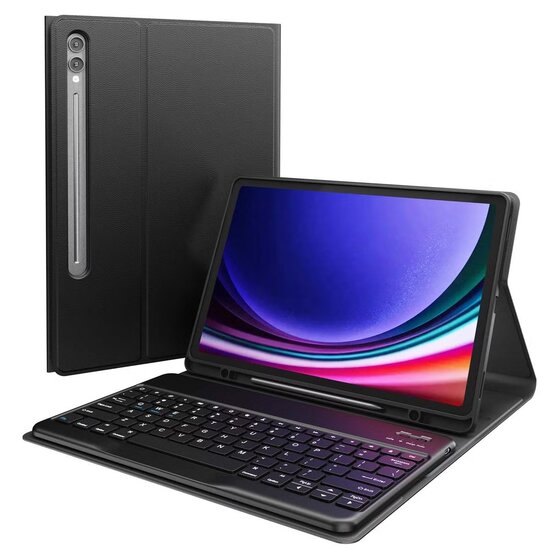 Accezz - QWERTY Bluetooth Keyboard Bookcase voor Samsung Galaxy Tab S10 Plus / Tab S9 Plus / Tab S9 FE Plus 12.4 inch - Black