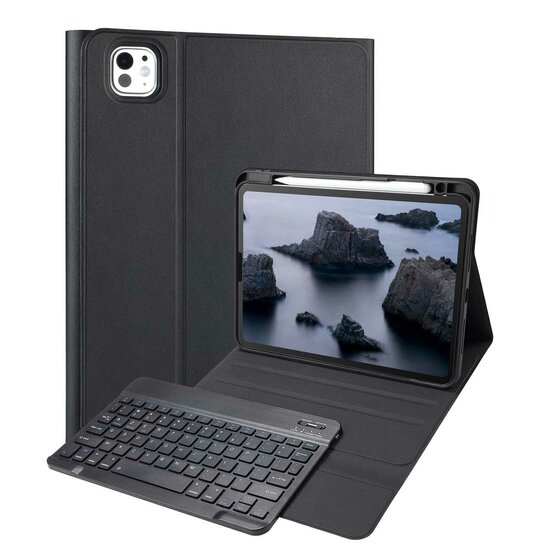Accezz - AZERTY Bluetooth Keyboard Bookcase voor iPad Pro 11 (2024) M4 - Black