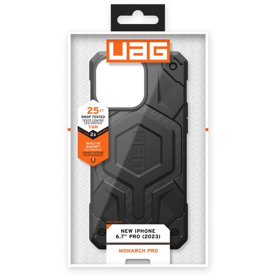 UAG - Monarch Pro Backcover voor Apple iPhone 15 Pro Max - Carbon Fiber