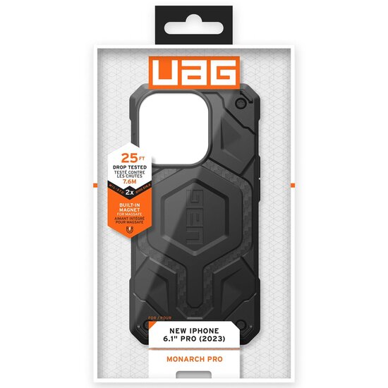 UAG - Monarch Pro Backcover voor Apple iPhone 15 Pro - Carbon Fiber