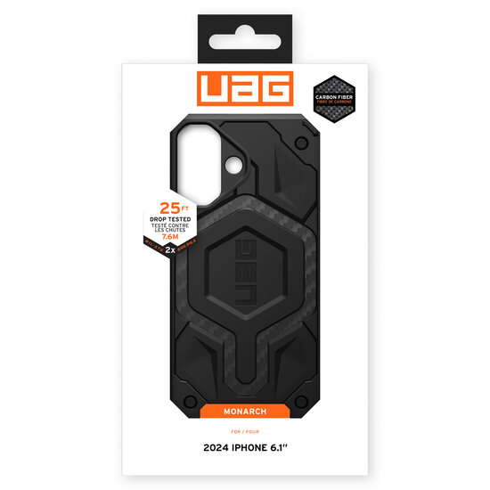 UAG - Monarch Backcover voor Apple iPhone 16 - Carbon Fiber