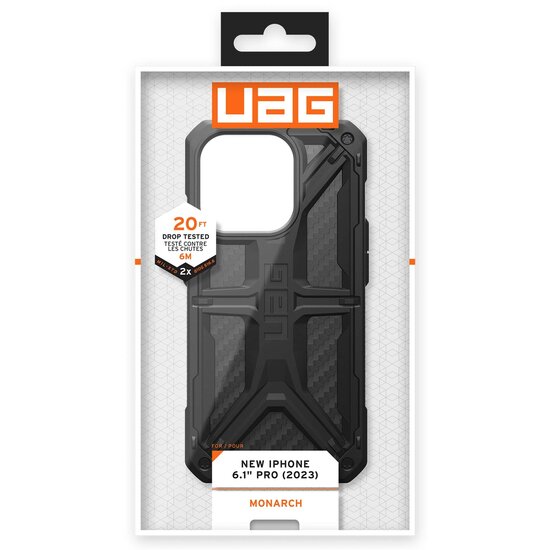 UAG - Monarch Backcover voor Apple iPhone 15 Pro - Carbon Fiber