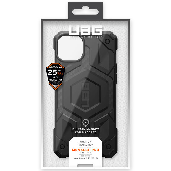 UAG - Monarch Backcover MagSafe voor Apple iPhone 14 Plus - Carbon Fiber