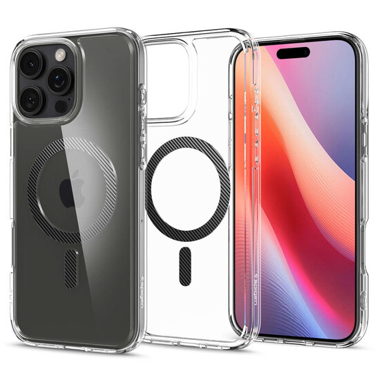 Spigen - Ultra Hybrid Backcover MagSafe voor Apple iPhone 16 Pro - Carbon Fiber