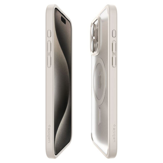 Spigen - Ultra Hybrid Backcover MagSafe voor Apple iPhone 15 Pro - Frost Natural Titanium