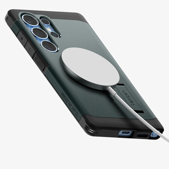 Spigen - Tough Armor Backcover MagSafe voor Samsung Galaxy S25 Ultra - Abyss Green
