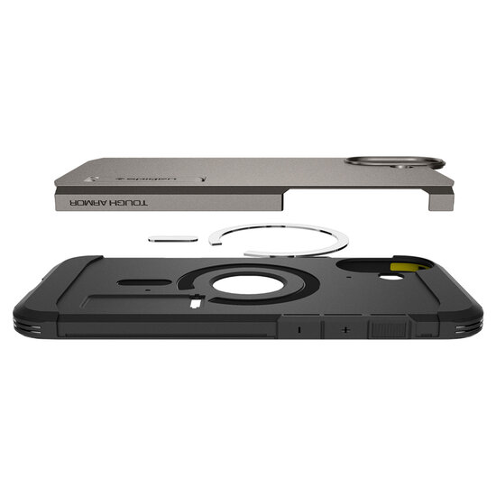 Spigen - Tough Armor Backcover MagSafe voor Apple iPhone 16 Plus - Gunmetal