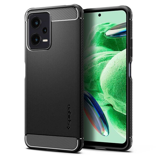 Spigen - Rugged Armor Backcover voor Xiaomi Redmi Note 12 - Black