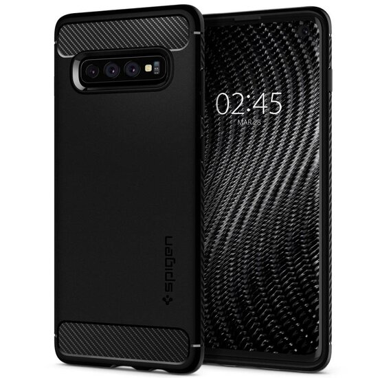 Spigen - Rugged Armor Backcover voor Samsung Galaxy S10 - Black