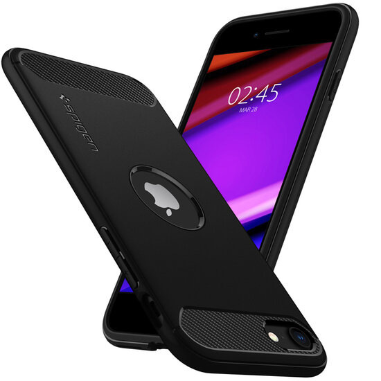 Spigen - Rugged Armor Backcover voor Apple iPhone SE (2022 / 2020) - Black