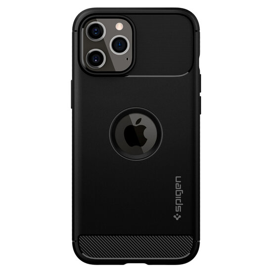 Spigen - Rugged Armor Backcover voor Apple iPhone 12 (Pro) - Black