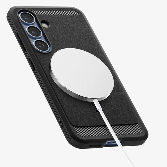 Spigen - Rugged Armor Backcover MagSafe voor Samsung Galaxy S25 - Matte Black