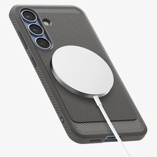 Spigen - Rugged Armor Backcover MagSafe voor Samsung Galaxy S25 - Marble Grey