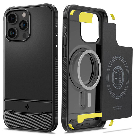 Spigen - Rugged Armor Backcover MagSafe voor Apple iPhone 15 Pro Max - Black