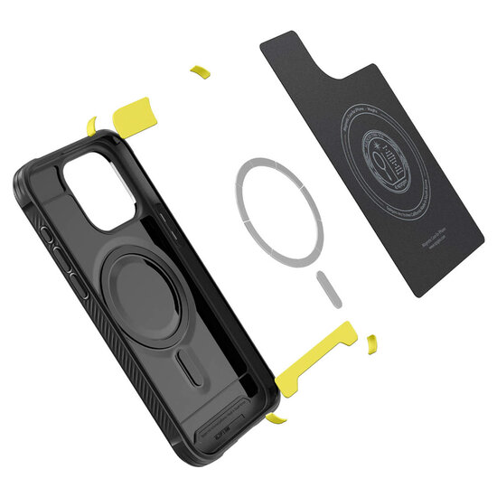 Spigen - Rugged Armor Backcover MagSafe voor Apple iPhone 15 Pro Max - Black