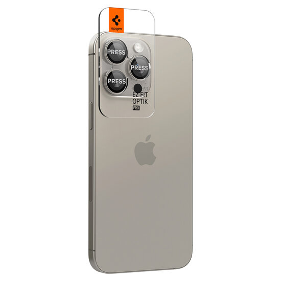 Spigen - GLAStR EZ Fit Optik Pro Camera Protector 2 Pack voor Apple iPhone 15 Pro / 15 Pro Max - Natural Titanium