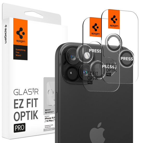 Spigen - GLAStR EZ Fit Optik Pro Camera Protector 2 Pack voor Apple iPhone 15 / 15 Plus - Crystal Clear