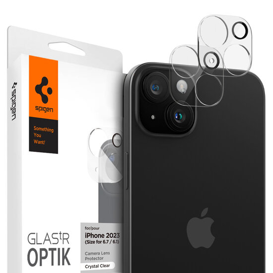 Spigen - GLAStR EZ Fit Optik Camera Protector 2 Pack voor Apple iPhone 15 / 15 Plus - Crystal Clear