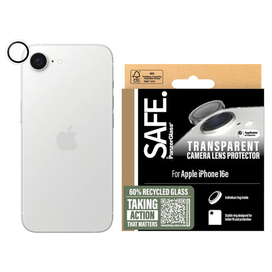 SAFE by PanzerGlass - Camera Lens Protector voor Apple iPhone 16e - Transparent