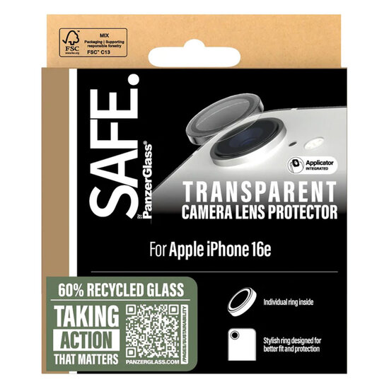 SAFE by PanzerGlass - Camera Lens Protector voor Apple iPhone 16e - Transparent