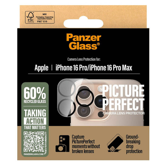 PanzerGlass - PicturePerfect Camera Lens Protector voor Apple iPhone 16 Pro / 16 Pro Max - Transparent