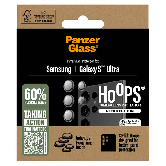 PanzerGlass - Camera Protector Hoops Optic Rings voor Samsung Galaxy S25 Ultra - Transparent