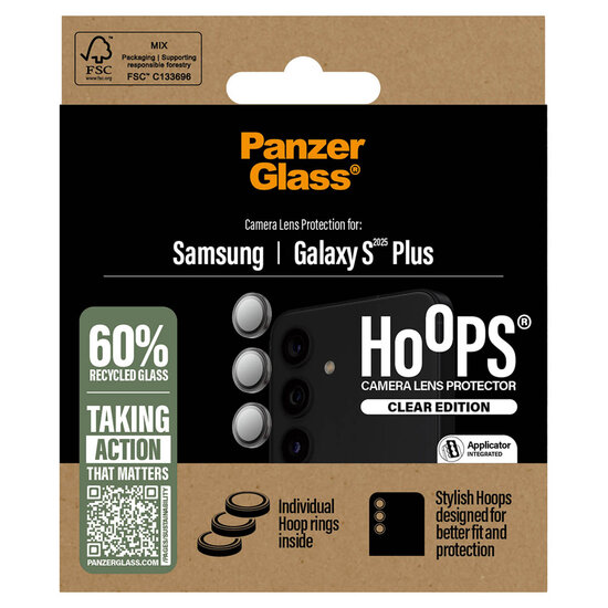PanzerGlass - Camera Protector Hoops Optic Rings voor Samsung Galaxy S25 Plus - Transparent