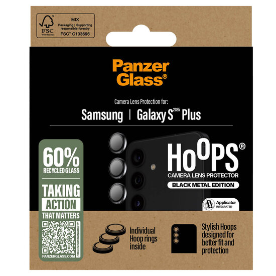 PanzerGlass - Camera Protector Hoops Optic Rings voor Samsung Galaxy S25 Plus - Black