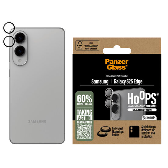 PanzerGlass - Camera Protector Hoops Optic Rings voor Samsung Galaxy S25 Edge - Transparent