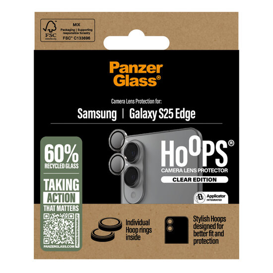 PanzerGlass - Camera Protector Hoops Optic Rings voor Samsung Galaxy S25 Edge - Transparent