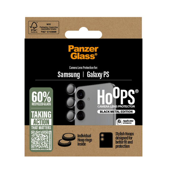 PanzerGlass - Camera Protector Hoops Optic Rings voor Samsung Galaxy S25 Edge - Black