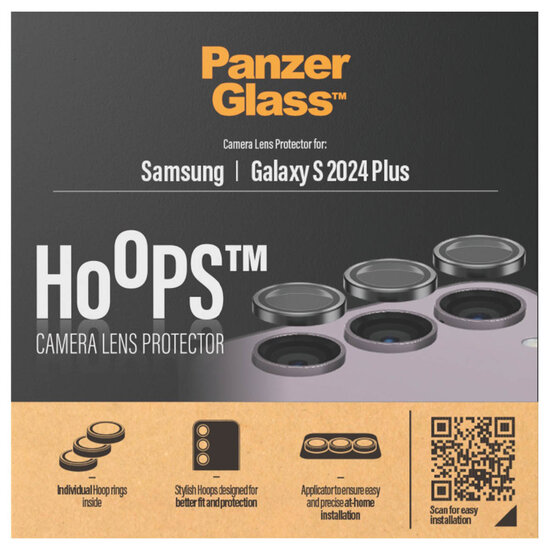 PanzerGlass - Camera Protector Hoops Optic Rings voor Samsung Galaxy S24 Plus - Black
