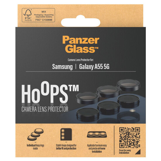 PanzerGlass - Camera Protector Hoops Optic Rings voor Samsung Galaxy A55 - Black