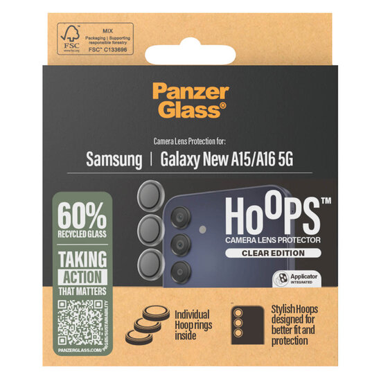 PanzerGlass - Camera Protector Hoops Optic Rings voor Samsung Galaxy A16 4G/5G - Transparent