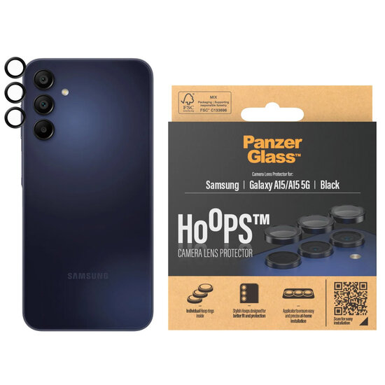 PanzerGlass - Camera Protector Hoops Optic Rings voor Samsung Galaxy A15 (5G) - Black