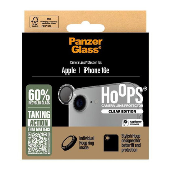 PanzerGlass - Camera Protector Hoops Optic Rings voor Apple iPhone 16e - Transparent