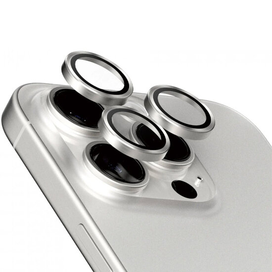 PanzerGlass - Camera Protector Hoops Optic Rings voor Apple iPhone 15 Pro / 15 Pro Max -White Titanium