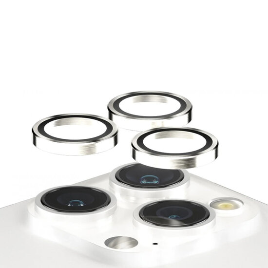 PanzerGlass - Camera Protector Hoops Optic Rings voor Apple iPhone 15 Pro / 15 Pro Max - White Metal