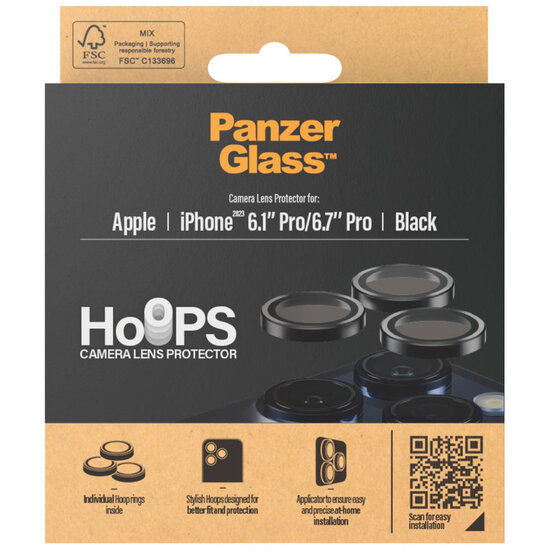 PanzerGlass - Camera Protector Hoops Optic Rings voor Apple iPhone 15 Pro / 15 Pro Max - Transparent