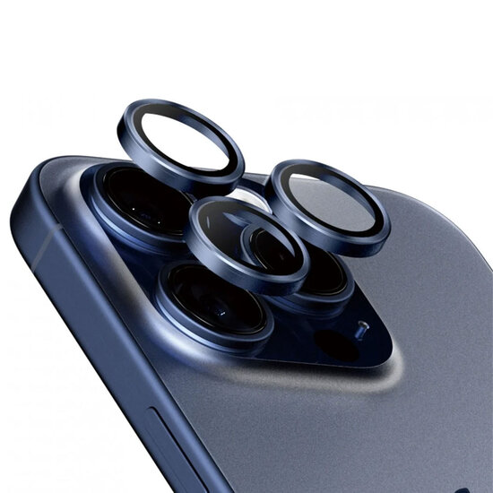 PanzerGlass - Camera Protector Hoops Optic Rings voor Apple iPhone 15 Pro / 15 Pro Max - Blue Titanium