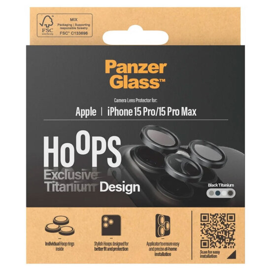 PanzerGlass - Camera Protector Hoops Optic Rings voor Apple iPhone 15 Pro / 15 Pro Max - Black Titanium
