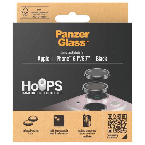 PanzerGlass - Camera Protector Hoops Optic Rings voor Apple iPhone 15 / 15 Plus - Transparent