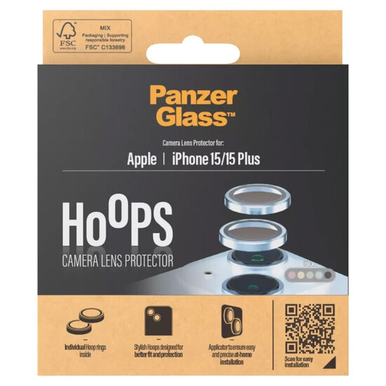 PanzerGlass - Camera Protector Hoops Optic Rings voor Apple iPhone 15 / 15 Plus - Blue