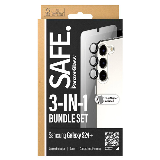 SAFE by PanzerGlass - Safe 3-in-1 pack - Hoesje + screenprotector + camera protector voor Samsung Galaxy S24 Plus - Transparent