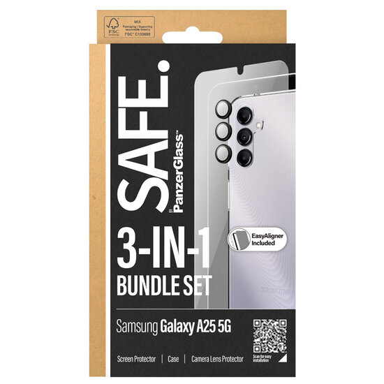 SAFE by PanzerGlass - Safe 3-in-1 pack - Hoesje + screenprotector + camera protector voor Samsung Galaxy A25 (5G) - Transparent