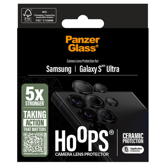 PanzerGlass - Hoops Ceramic Lens Protector voor Samsung Galaxy S25 Ultra - Transparent