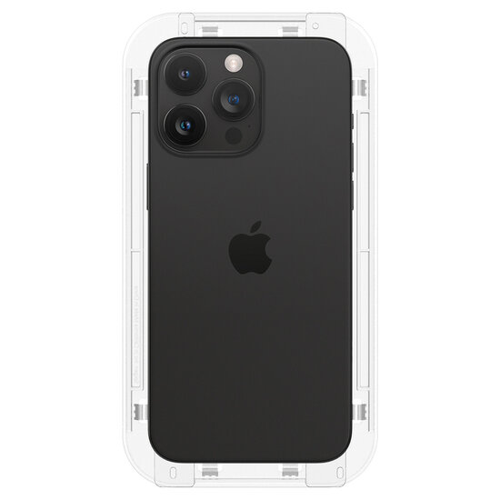 Spigen - EZ Fit GLAS.tR met installatietray - Privacy Glass - 1 pack voor Apple iPhone 15 Pro - Transparent