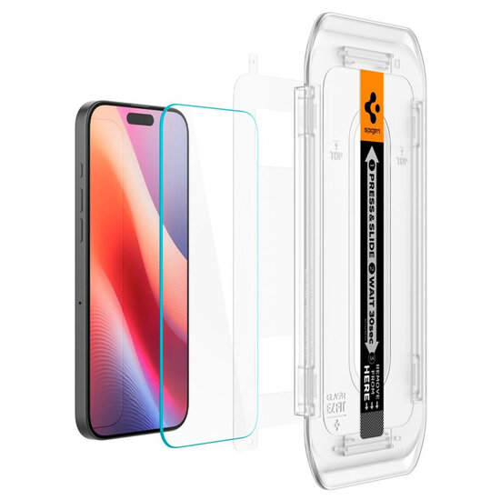 Spigen - EZ Fit Glas.tR met Applicator - 1 pack voor Apple iPhone 16 Pro - Transparent